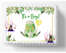 Baby Dino Dinosaur Image Edible Baby Shower Cake, Cupcake Topper Sheet D... - $14.18+
