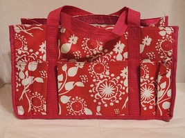 Thirty One Gives Pink Paisley Floral Utility Tote Bag 5 Pockets FAIR - $16.82