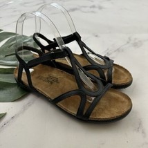 Naot Womens Flat Sandals Size 38 7 Black Leather Strappy Comfort Casual - $32.66