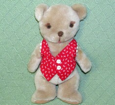 VINTAGE CLARE CREATIONS BEAR Plush with Red Vest 10&quot; Stuffed Animal RARE... - $10.80