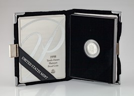 1998-W 1/10 ML Platine Aigle Preuve Lingot Pièce de Monnaie W/ Étui Et COA - £198.71 GBP