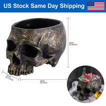 Bronze Halloween Candy Dish Deep Skull Head Halloween Candy Bowl Holder Pot Prop - £32.12 GBP