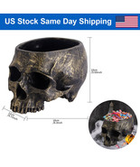 Bronze Halloween Candy Dish Deep Skull Head Halloween Candy Bowl Holder ... - £31.45 GBP