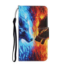 Anymob Samsung Blue And Red Fire Wolf Flip Wallet Phone Case Leather Stand  - £23.10 GBP