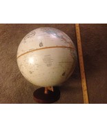 VINTAGE GLOBEMASTER REPLOGLE 12&quot; WORLD GLOBE RAISED RELIEF WOOD BASE USA - $93.38 CAD