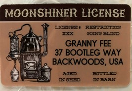 Moonshiner License Joke novelty ID Moonshine Card Whiskey Bootleg Booze - £7.14 GBP