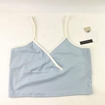 NWT BP Contrast Crop Organic Cotton Blend Tank Blue White Size Medium - £10.23 GBP