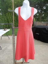 Nwt Adrianna Papell Red&amp;Coral Striped Halter Dress M - $37.99