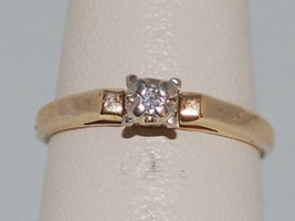 14k Yellow Gold Natural Solitaire Diamond Ring (Ring Size 5.5) - £128.80 GBP