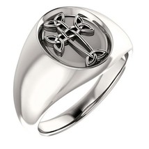 Authenticity Guarantee 
14k White Gold Celtic Style Cross Ring Size 10 - £948.00 GBP+