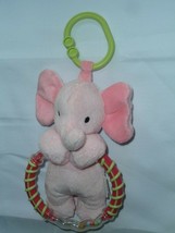 Baby Girl Carters Pink Elephant Rattle Teething Clip On Girls Toy Car Seat 8&quot; - £14.00 GBP