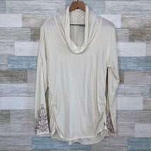 New Balance Stretchy Ruched Cowl Neck Pullover Tunic Beige Active Womens Large - £23.34 GBP