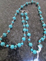 Whitney Kelly turquoise and sterling .925 china necklace 36&quot; - £391.08 GBP