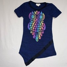 Owl Black Blue Tunic Top Girl’s 4T Shirt Short Sleeve Winter Metallic - $13.86