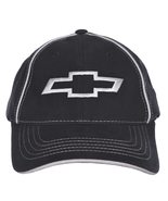 Checkered Flag Men&#39;s Chevy Bow Tie Logo Cap Black Fabric Hat - £16.75 GBP