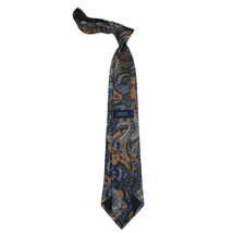 Men's 100% Silk Necktie By Bruno Piattelli Paisley Floral Fancy BP24 Peach Blue image 3