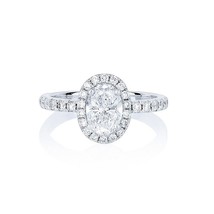 1.8Ct Oval Cut Simulated Diamond Engagement 14k White Gold Plated Halo Gift Ring - £36.94 GBP