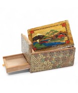 Vintage Japanese Yosegi Puzzle Box With Handcrafted Scenic Inlay &amp; Hidde... - $109.85 CAD