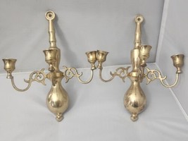 Vintage Brass Candleholder Sconces Three/Triple Arm - £23.12 GBP