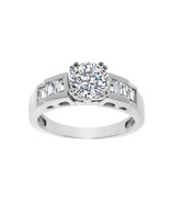 Solid Genuine 14k White Gold 1 1/3ct Round Fine Cubic Zirconia Engagemen... - $382.00+