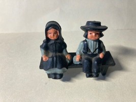 Cast Iron Amish Boy &amp; Girl on Black Bench 3&quot;  x 2.25&quot; Dale Craft Reading PA - £9.49 GBP