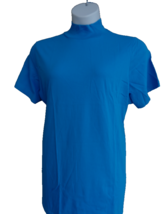 New Roaman&#39;s Cotton Jersey Knit Short Sleeve Mock Neck Tee Top  1X 22-24W Blue - £4.75 GBP