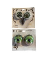 Set of 2 O Henry Frog Eyes &amp; Owl Eye Beak Ceramic Painted Beads Green Ma... - $24.49