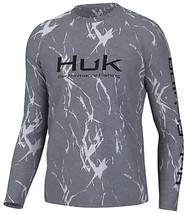 HUK Men&#39;s Pursuit Crew Volcanic Ash Long Sleeve Fishing Pull Over Size S... - $24.99
