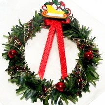 Christmas Wreath Red/Gold dhs4869 Doll House Shoppe DOLLHOUSE Miniature - £7.22 GBP