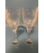 Shannon Crystal HandCut Etched Wheat Flower Stephanie Goblet Glass Lot S... - $18.48