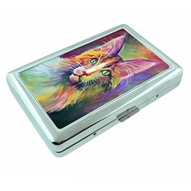Cat Art Em4 Hip Silver Cigarette Case Id Holder Metal Wallet 4&quot; X 2.75&quot; ... - $147.87 MXN