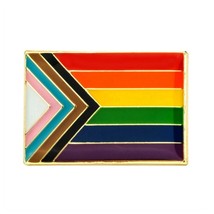 PROGRESS PRIDE FLAG PIN 1&quot; Rainbow Lapel Gay Lesbian Trans Equality LGBT... - $6.95