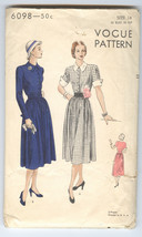 ORIGINAL Vintage Sewing Pattern 1940s Vogue 6098 One-Piece Dress 32&quot; Bust  - £15.98 GBP