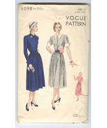 ORIGINAL Vintage Sewing Pattern 1940s Vogue 6098 One-Piece Dress 32&quot; Bust  - £15.67 GBP