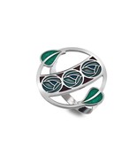 Rennie Mackintosh Glasgow Turquoise Roses Enamel Scarf Ring - Gift Boxed... - $34.86 CAD