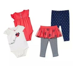 Carter&#39;s ~ 3 Months ~ Four (4) Piece ~ Ladybug~ 2-Body Suits ~ 2-Pant Sets - £17.55 GBP