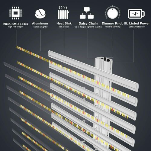 PHLIZON 240W 640W Spider LED 8bars Full Spectrum Grow Lights for Indoor Plants