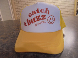 Catch A Buzz CBD THC Marijuana Trucker Yellow/White Foam &amp; Mesh Snapback... - $23.72
