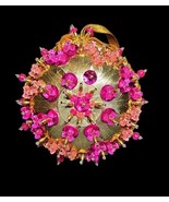 VTG Hand Crafted Pink Sequin Ribbon Jeweled Beaded Satin Push Pin Orname... - €32,51 EUR