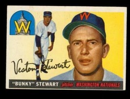 Vintage Baseball Card Topps 1955 Bunky Stewart Pitcher Washington Nationals #136 - £8.45 GBP