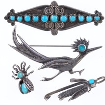 4 Vintage Native American Sterling and turquoise pins/pendant - £237.22 GBP