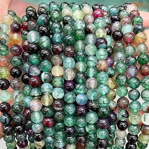 45 Dragon Vein Agate Gemstone Beads Striped Green Jewelry Supplies 8mm - £13.44 GBP