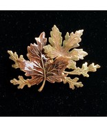Large Multi Leaf Pin Enamel Brooch Maple Elm Vintage Jewelry 2.5” - £31.56 GBP