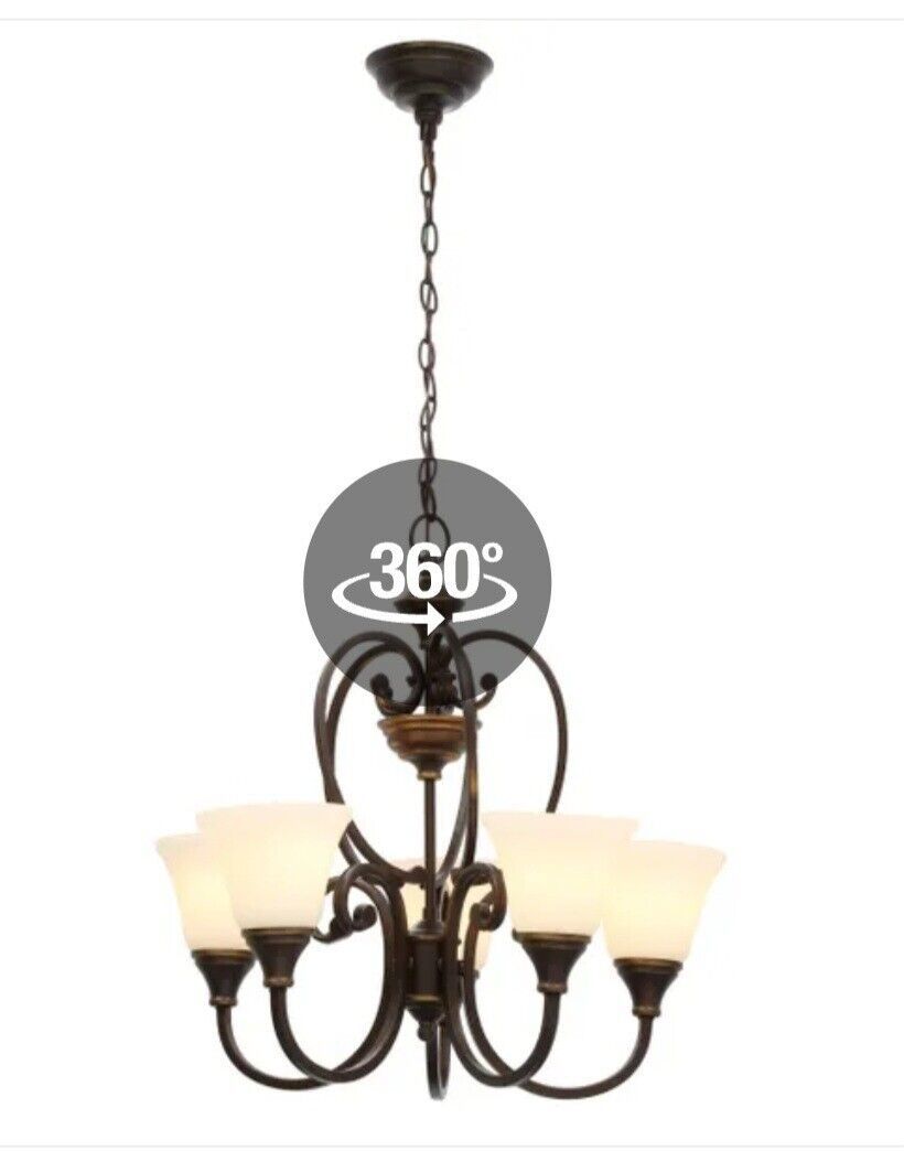 Primary image for Somerset 5-Light Bronze Chandelier with Bell Shaped Frosted Glass Shades