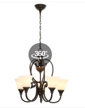 Somerset 5-Light Bronze Chandelier with Bell Shaped Frosted Glass Shades - £40.25 GBP