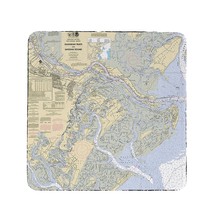 Betsy Drake Savannah River and Wassaw Sound, GA Nautical Map Coaster Set of 4 - £27.24 GBP