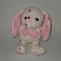 White Bunny Rabbit Plush Pink Ears Bow Blue Yellow Polka Dot Inter-American 2018 - £15.44 GBP