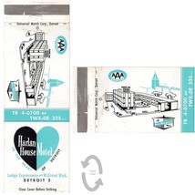Vintage Matchbook Cover Harlan House Motel Detroit Michigan Midcentury AAA 1950s - £6.99 GBP