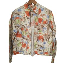 Coldwater Creek Blazer Shirt Jacket 10 Damask Watercolor Texture Cotton Stretch  - £21.35 GBP