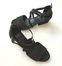 Eileen Fisher Kyra Sandal Black Nubuck leather Block Heel Zip Back Sz 6 ... - £60.01 GBP